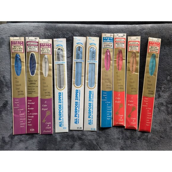 NWT/NOS‎ Lot of 10 Vintage Coats & Clark's Metal Zippers - Picture 1 of 3